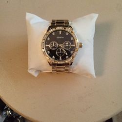Geneva Stainless Steel Gold Color Watch New