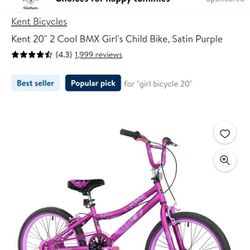 Kent 20" 2 Cool BMX Girl's Child Bike, Satin Purple

