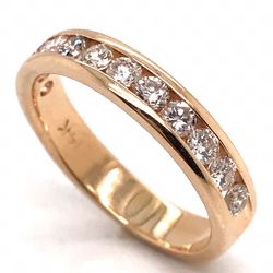 0.65 TCW Round Diamond Solid 14K Yellow Gold Wedding Band Ring Size 5
