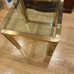 Brass End Table 28”x28” - Heavy 5/8” Thick Glass