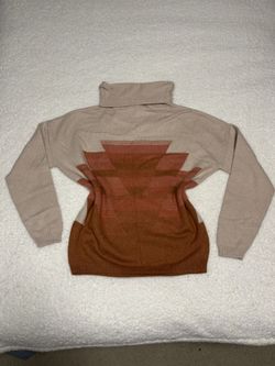 Prana Women Beige Frosted Pine Cowl Neck Sweater 