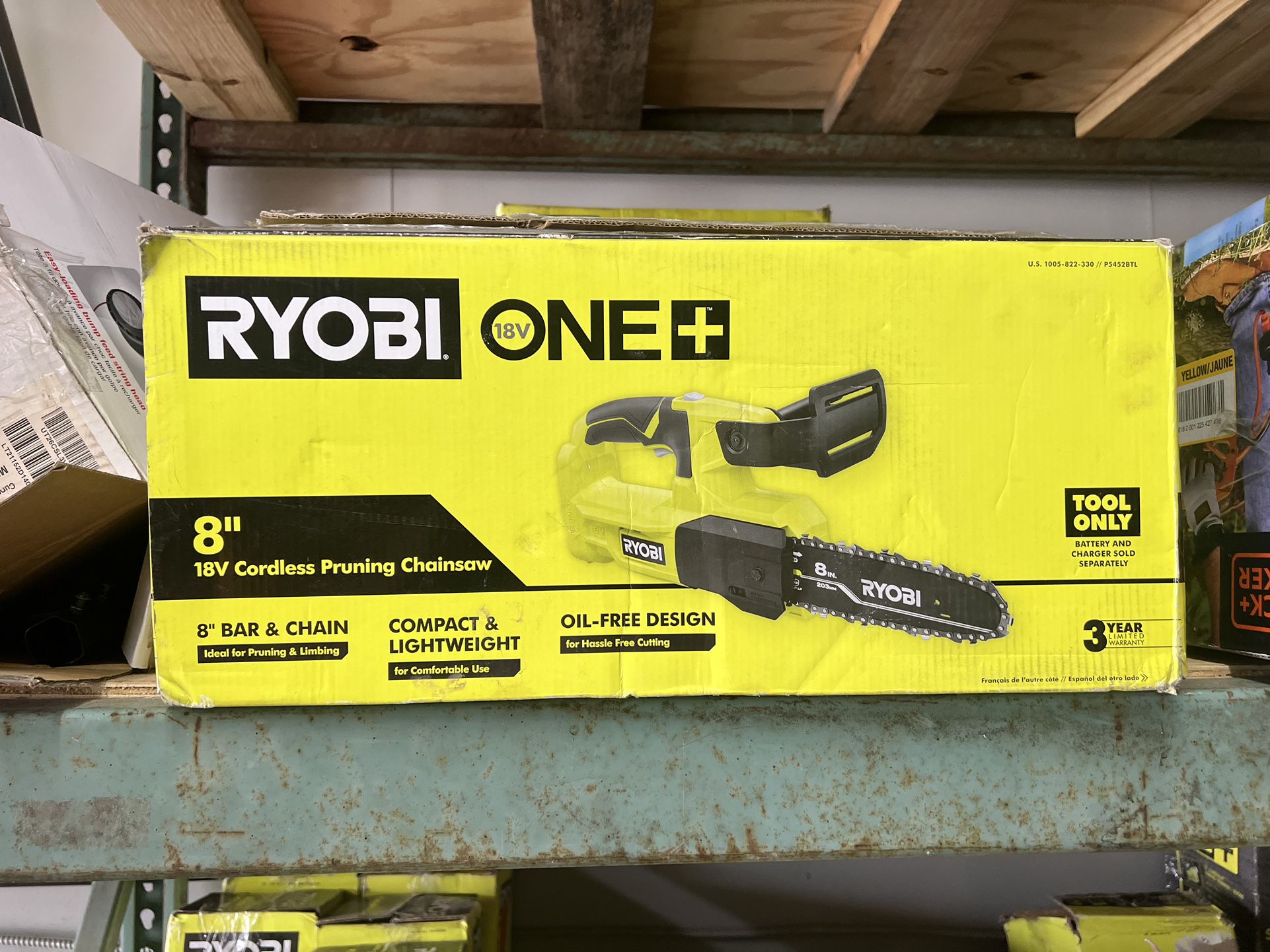 RYOBI ONE+ 18V 8 in. Cordless Battery Pruning Chainsaw (Tool Only)