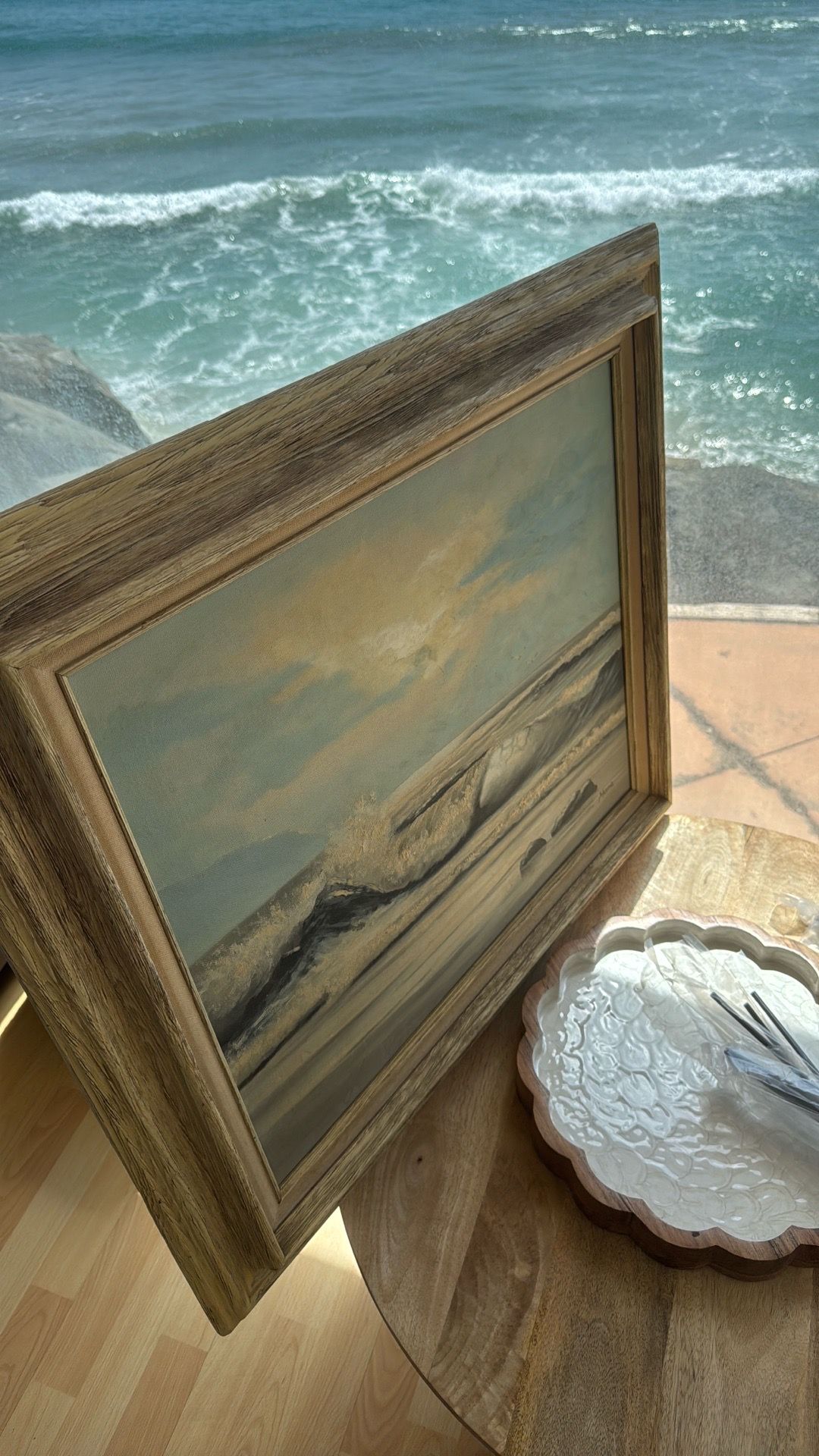 Coastal beach Pacific Ocean oil paint sawdust festival