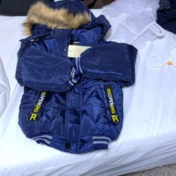 TODDLER BLYS NAVY BLUE FAUX FUR HOODED COAT