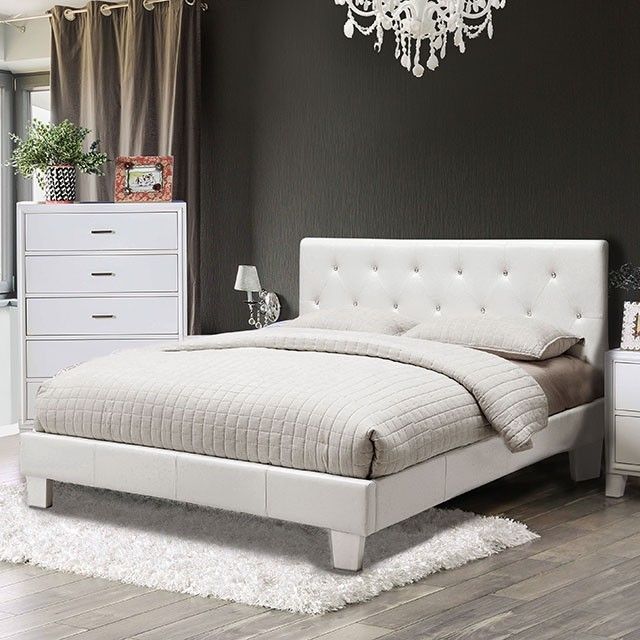Brand New White Leather Queen Size Bed Frame (Available In California & Eastern King)