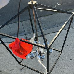 Set Of 2- 6 light farmhouse black chandeliers