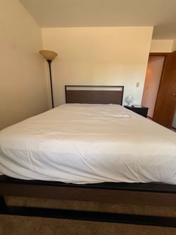 Queen Bed Frame, mattress, and dresser
