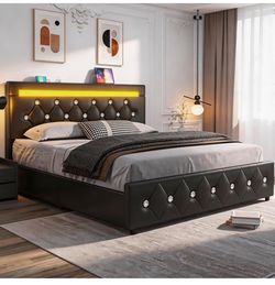 Modern LED Upholstered bed frame