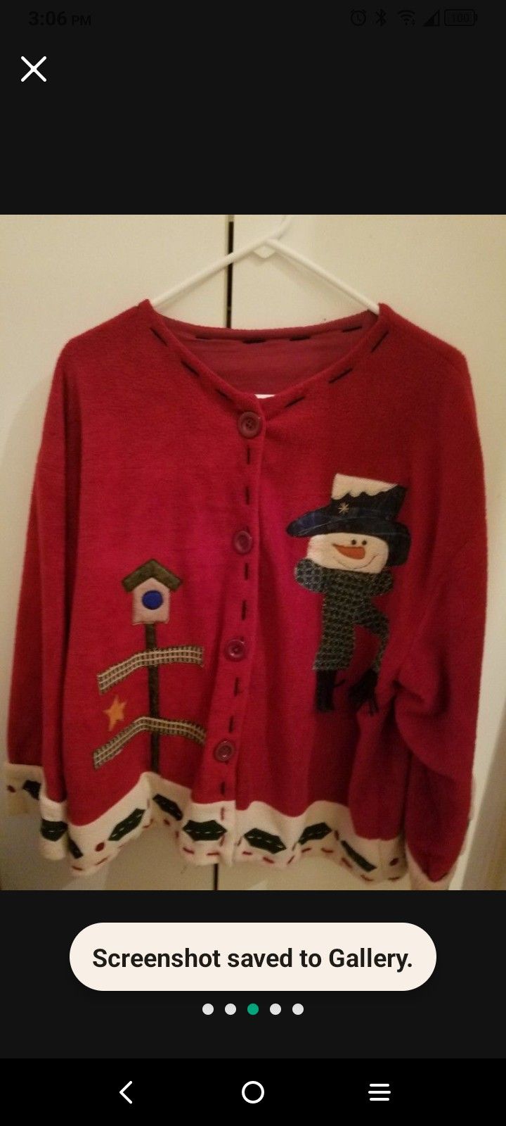 Snowman Ugly Lined Christmas sweater/jacket. Fleece Large