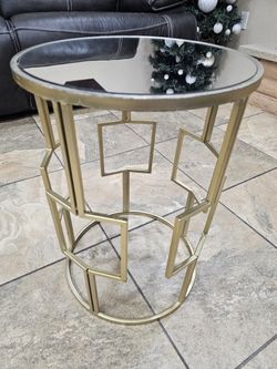 Modern Side Table with Mirrored Top