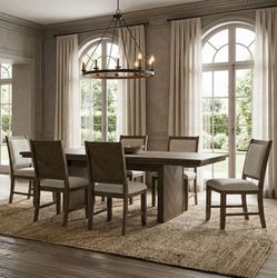 7 Piece Dining Set - Dark Walnut Color