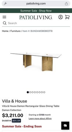 Villa & House Damon Rectangular Glass Dining Table