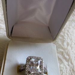 White gold ring over sterling silver size 8 $$50