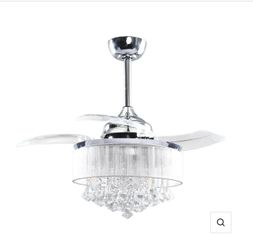 36" Bangaiore Modern Downrod Mount Crystal Ceiling Fan with Lighting and Remote Control