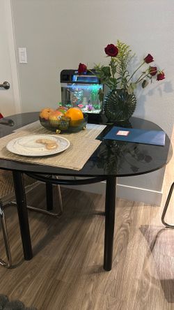Semi Round Glass table With 4 Chairs