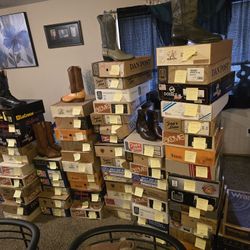 Dozens Of Vintage Cowboy Boots