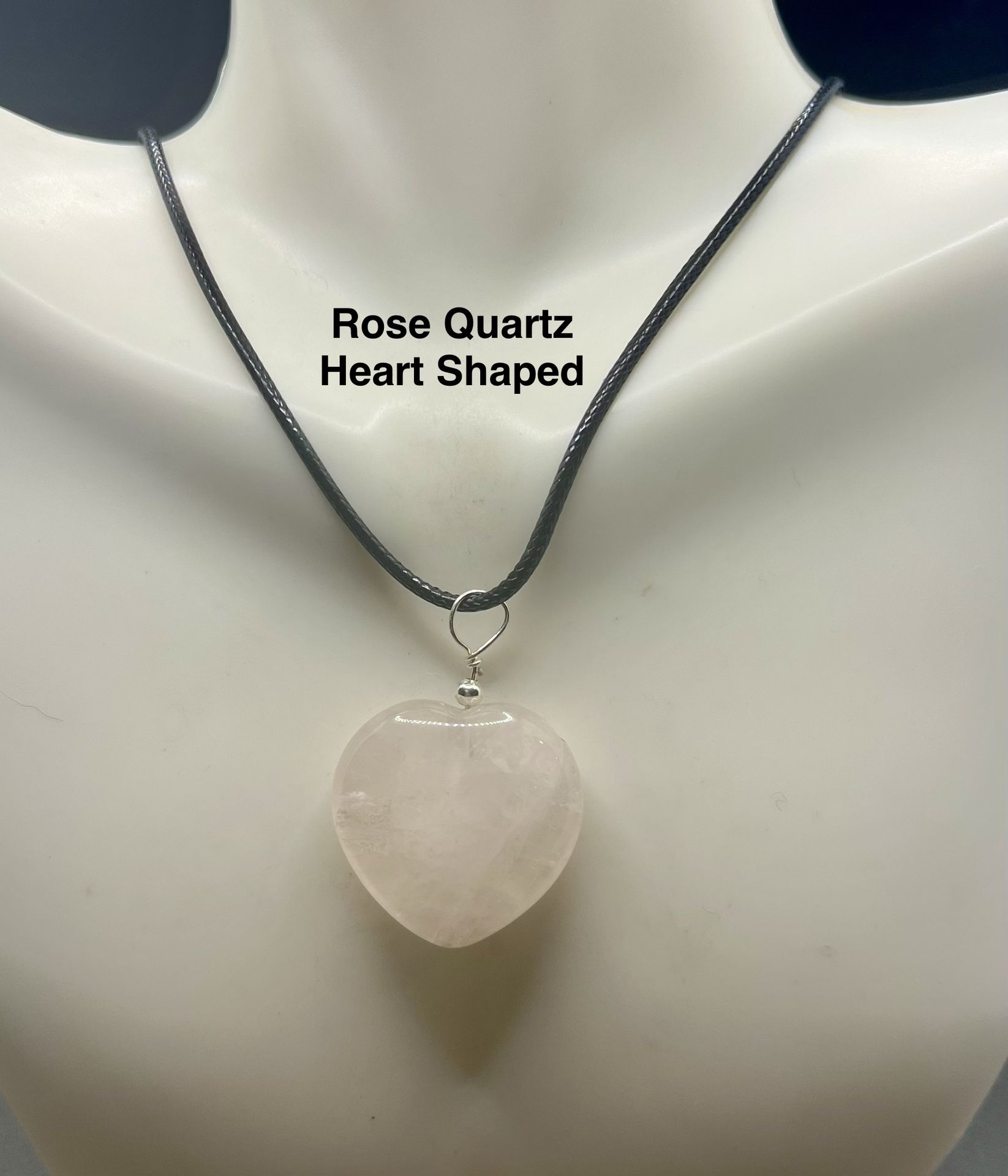 Rose Quartz Heart Shaped Pendant Necklace