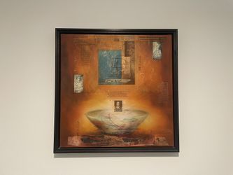 Framed Abstract Mixed Media Collage Art