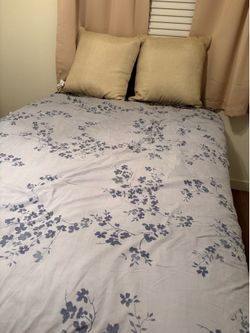 Full size bed, mattress, frame, sheets, AND pillows!!