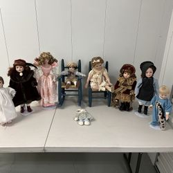 11 Piece Doll & Furniture Set - Good Condition