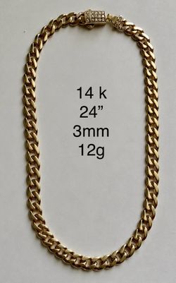 14K Solid Miami Cuban Link Gold Chain 24” - 12g - 3mm