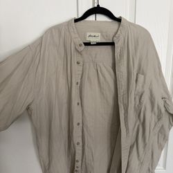 Eddie Bauer Light Tan Button-Up Shirt Jacket