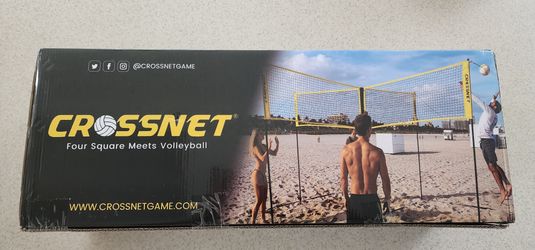 CROSSNET Four Square Volleyball Ultimate Bundle (Bag, Ball, Pump, and Net)