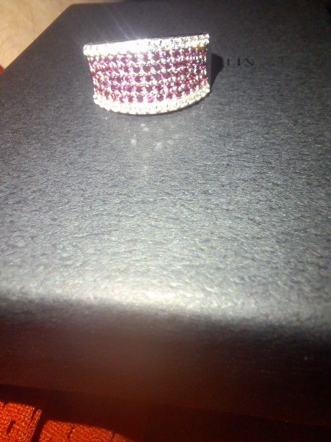 Ruby And Cz Sterling Silver Ring Size 6
