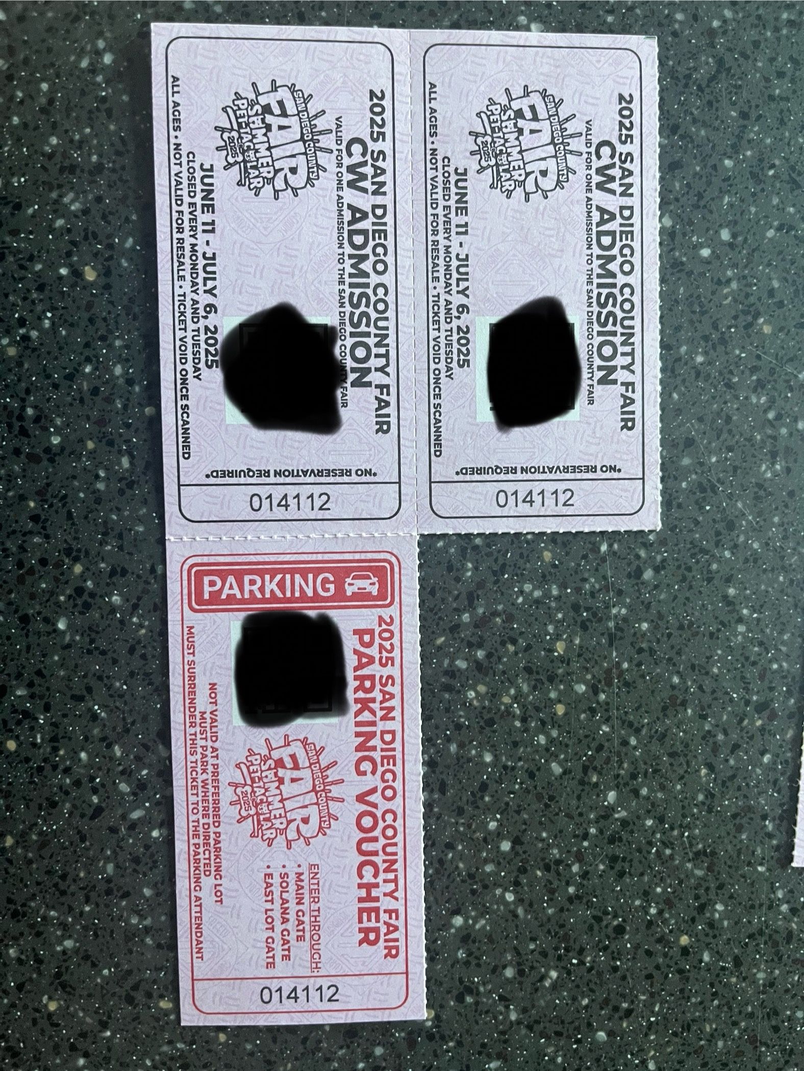 2 Fair tickets & 1 Parking Pass