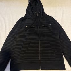 Volcom black striped zip up hoodie 