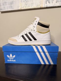 Adidas Top Ten Hi - White/Black/Gold - Mens 11.5