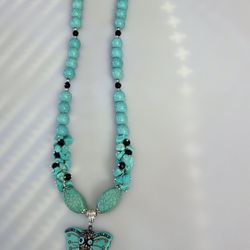 Stunning Butterfly turquoise necklace 