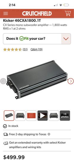 Kicier CXA1800.1 (model 46CXA18001T), a highww-power mono Class D car audio subwoofer amplifier