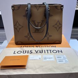 Louis Vuitton On The Go Tote MM Brown Monogram Reverse Leather 