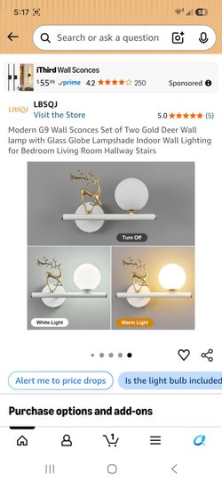 LBSQJ Modern Gold Deer G9 Wall Sconce