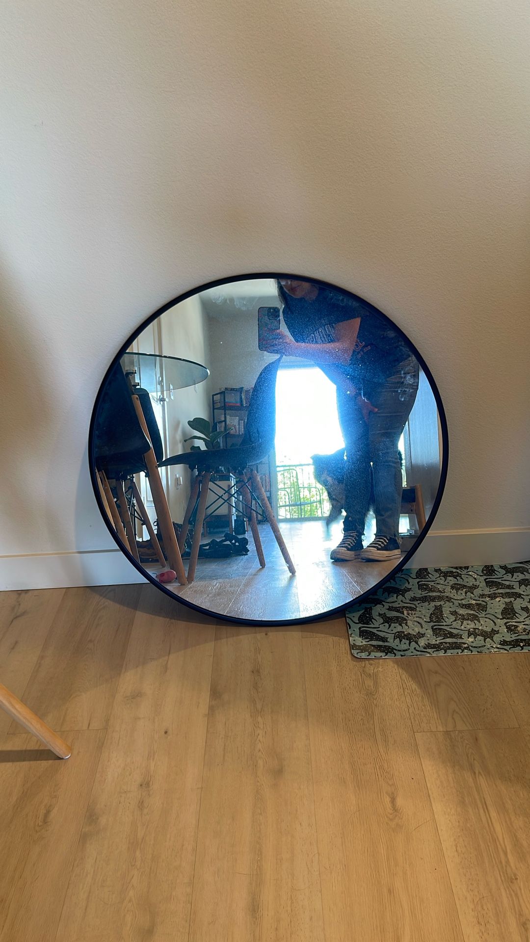 30 Inch Round Black Framed Mirror