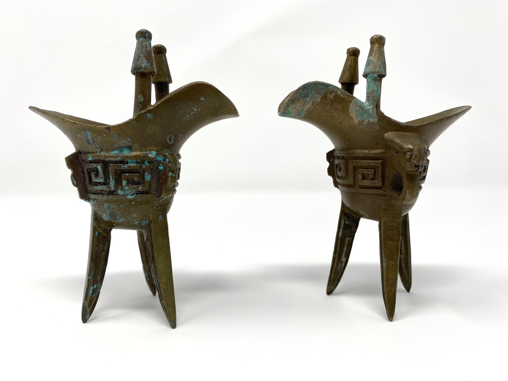  Antique  Brass Chinese Jue  Ceremonial Wine Cups