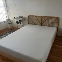 Rattan Headboard/Bedframe & Avocado Mattress
