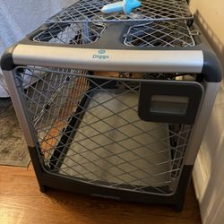 DIGGS Grey Medium Revol Dog Crate, Snooz Revol Pad + Cover & Groov Training Aid