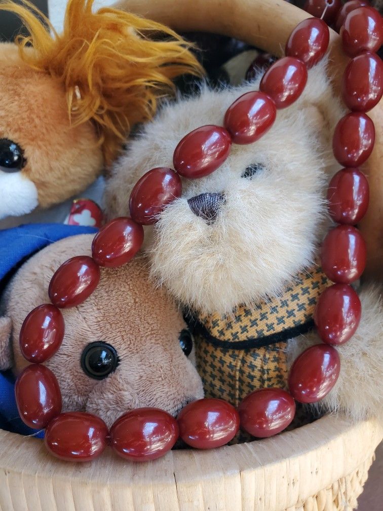 Huge Bakelite Cherry Red Beads