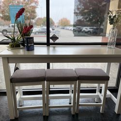 Counter Top Table With 3 Stools,USB PORTS,OUTLETS AND SIDE DRAWER.