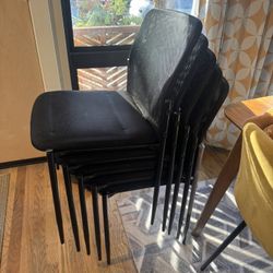 5 Stackable Black Mesh Fabric Chairs 
