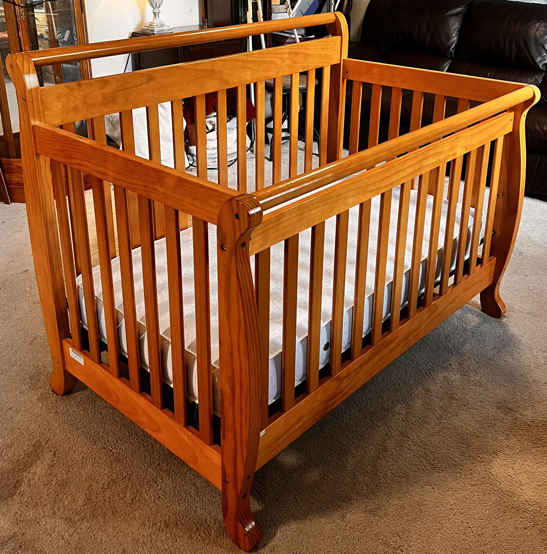Baby's Dream Serenity Solid PineWood Crib w/ Quality Mattress