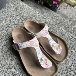 Birkenstock Gizeh Vegan Women's Thong Sandal in Rose Floral Size 38