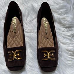 Sam Edelman Emina Square Toe Flat in brown suede