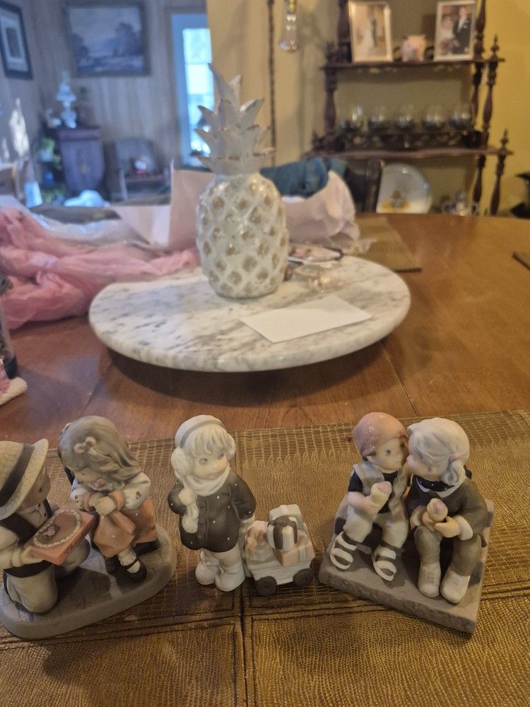 Three vintage Enesco PORCELAIN FIGURINES