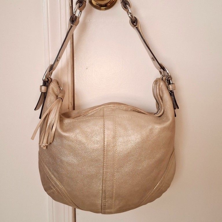 Coach Soho Hobo Gold Goat Suede Purse Bag