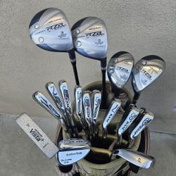 16 piece Affinity RZR and Tom Watson Golden RAM Golf Clubs with Golf Bag