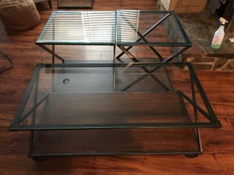 Glass table set (coffee and side tables)