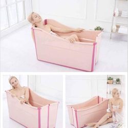 Pink Foldable Bathtub With Lid And Extra Star-shaped Stoppers